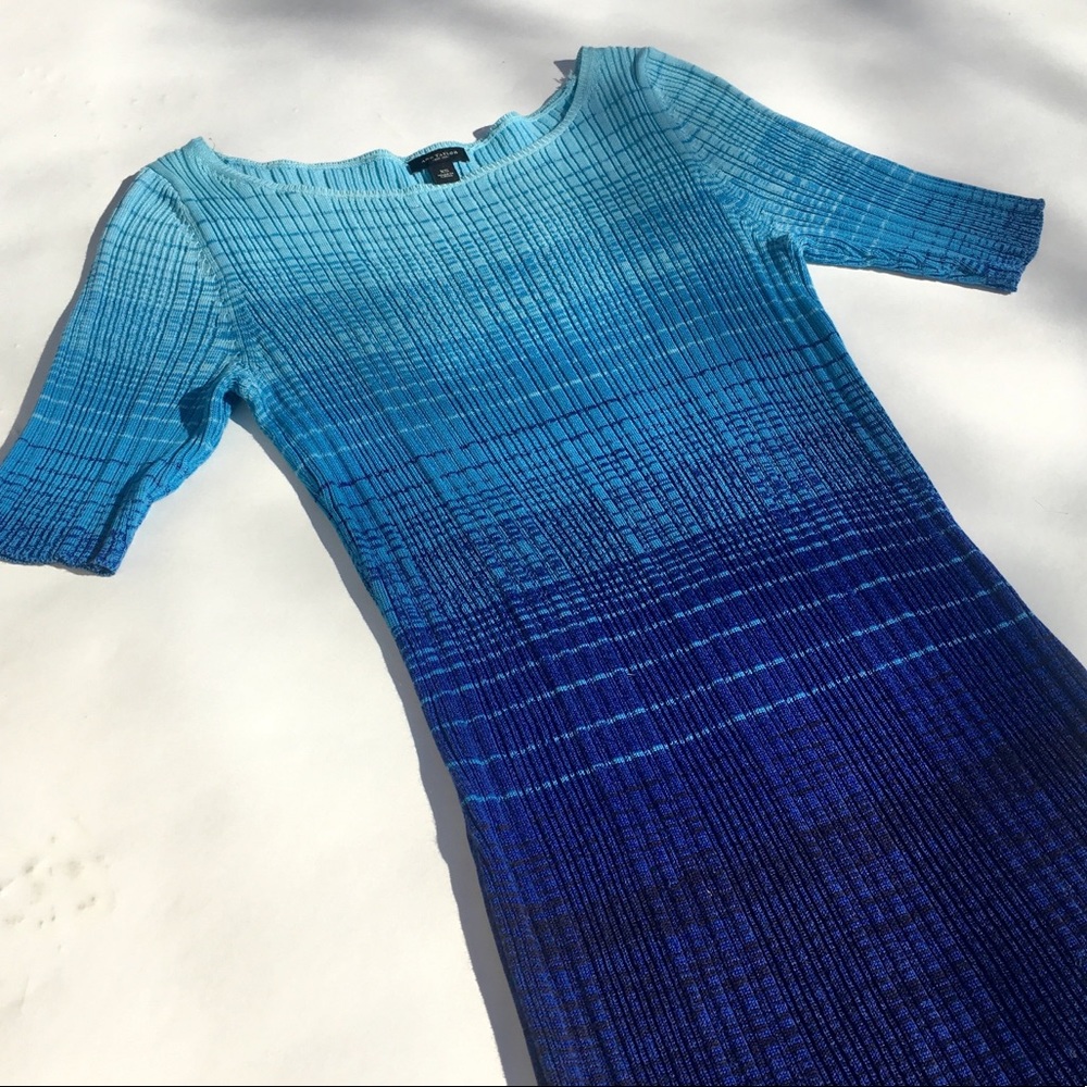 Ann Taylor Blue Striped Ombré Dress